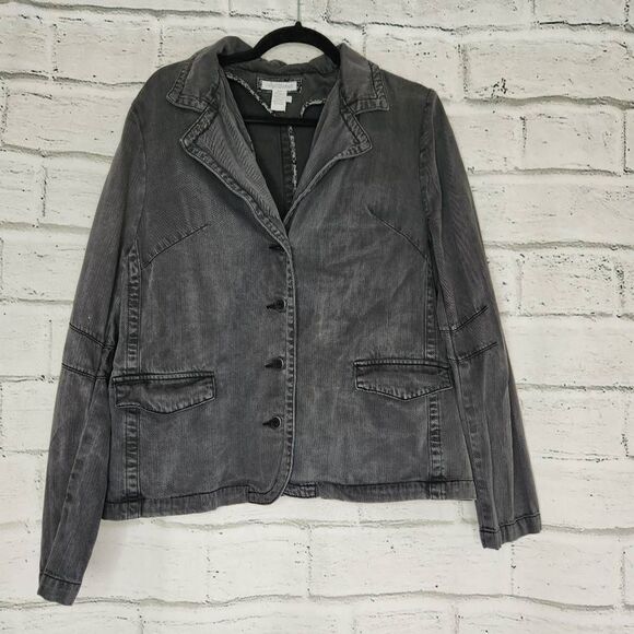 Carbon2Cobalt Beachfront in Lightweight Twill Blazer Jacket Dark Gray Size Large - Picture 1 of 12